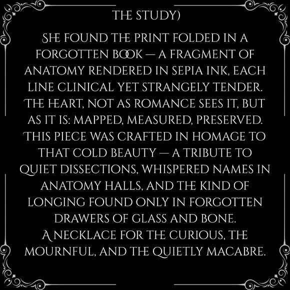 Handmade Gothic Anatomical Heart Necklace Black w/ Silver Metallic Ribbon - Picture 4 of 4